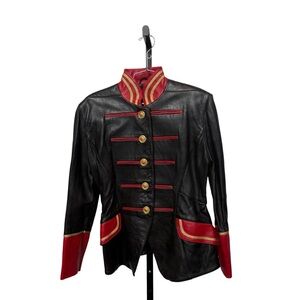 Vintage 1980s Julian K Leather Black Military Style Jacket medium (XS-Small)
